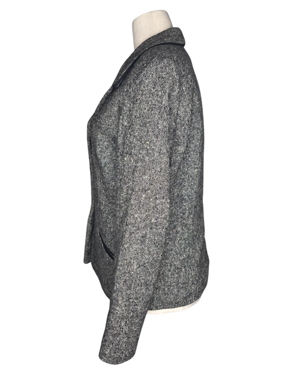 Vintage David N Wool Blend Tweed Blazer Gray Textured Jacket Medium